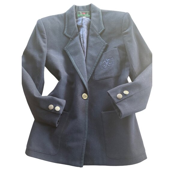 Abercrombie And Fitch Womens Vintage Wool Navy Blazer With Engraved Button And P - Picture 3 of 15